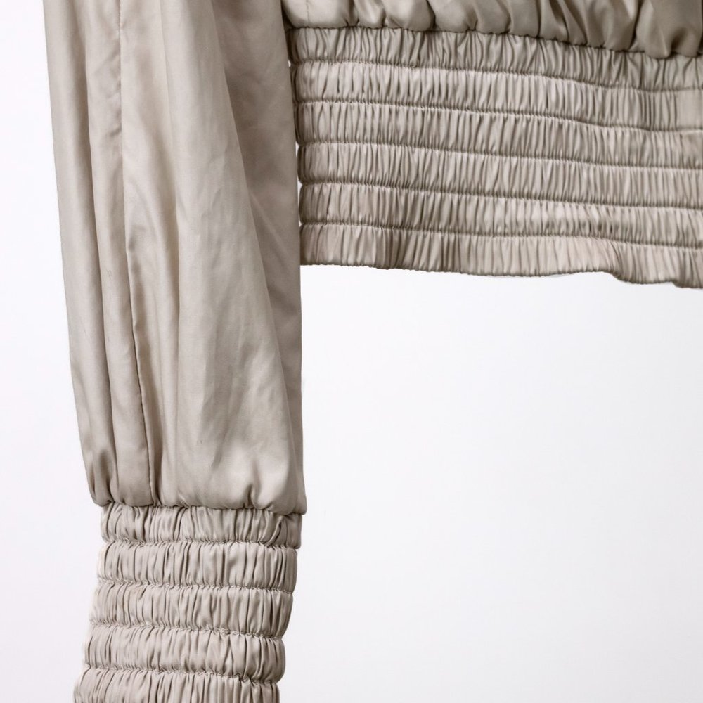 Moncler Champagne Gold Drawstring Ruffle Jacket - Picture 6 of 14